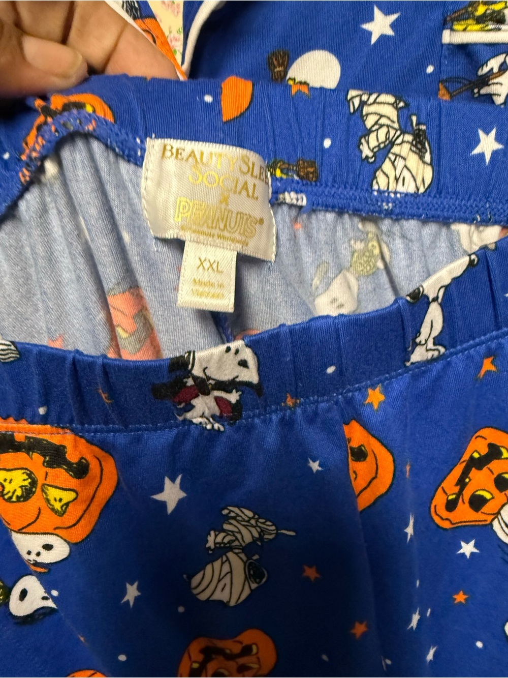 Peanuts Snoopy Halloween NWT Womens Blue Pumpkin Pajama Set XXL - Picture 3 of 3